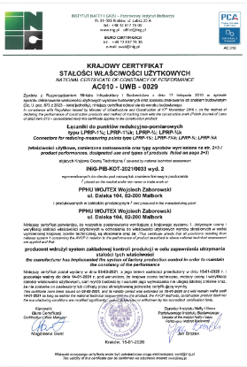 Krajowy certyfikat stałości właściwości użytkowych AC010-UWB-0029 – miniatura